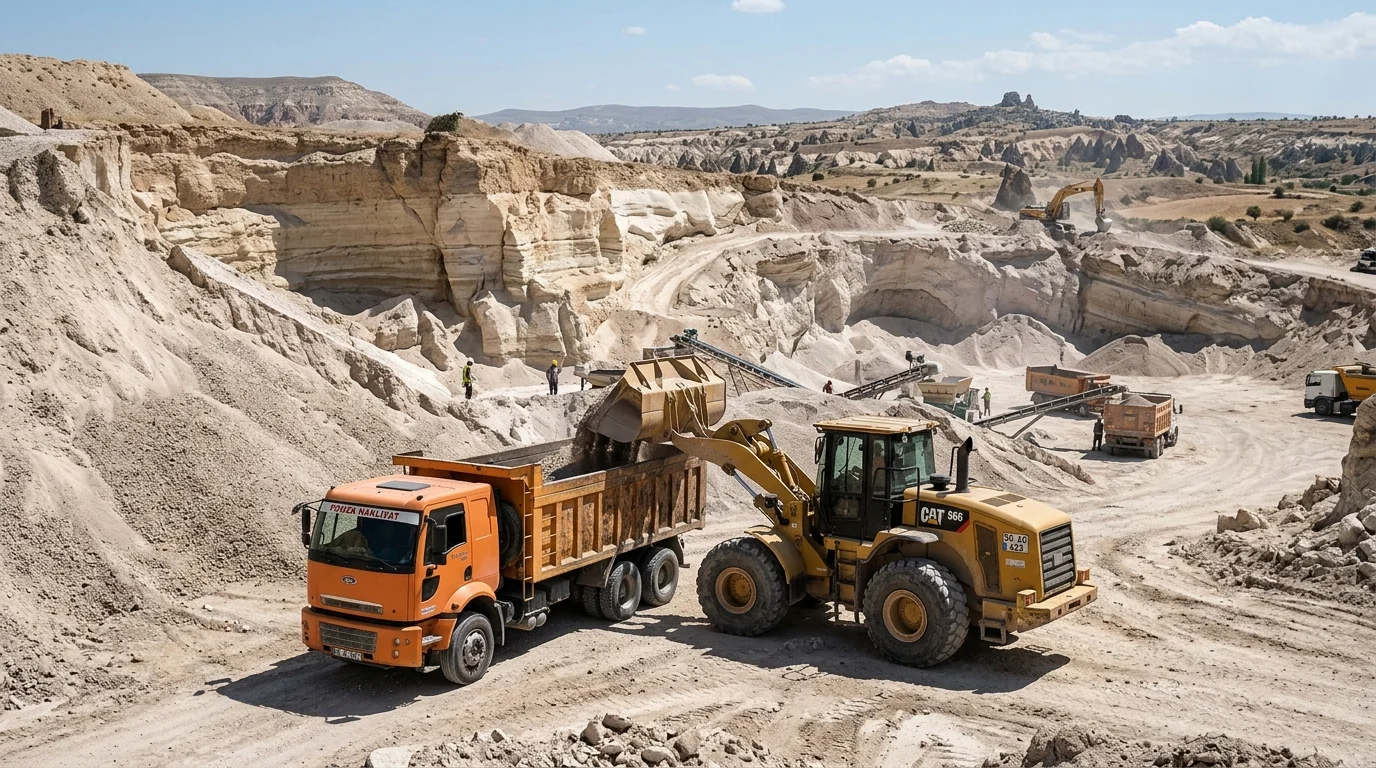 Nevşehir Kapadokya pomza madeni ocağı ve bims yükleme faaliyeti